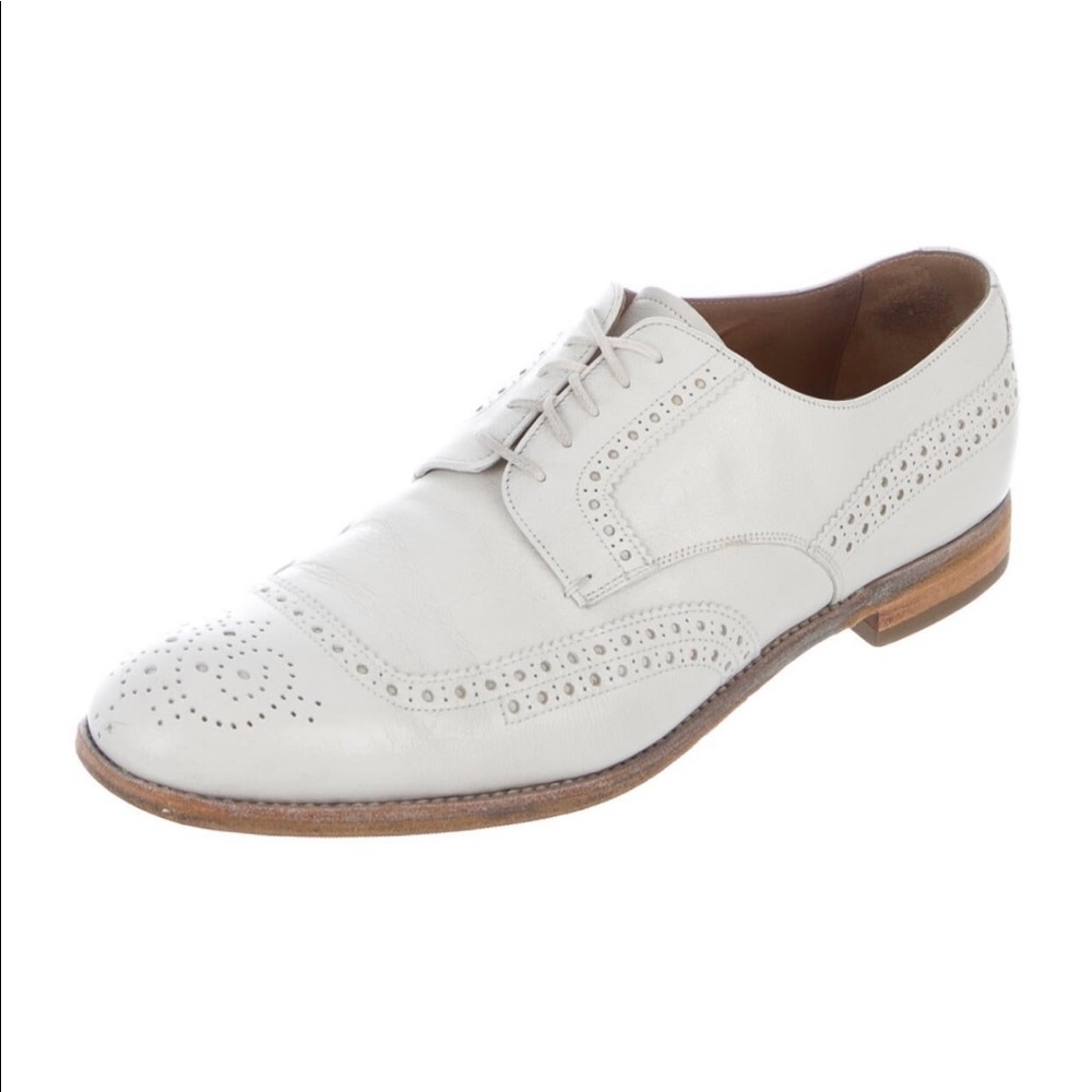 White Prada Leather Brogues / Oxfords